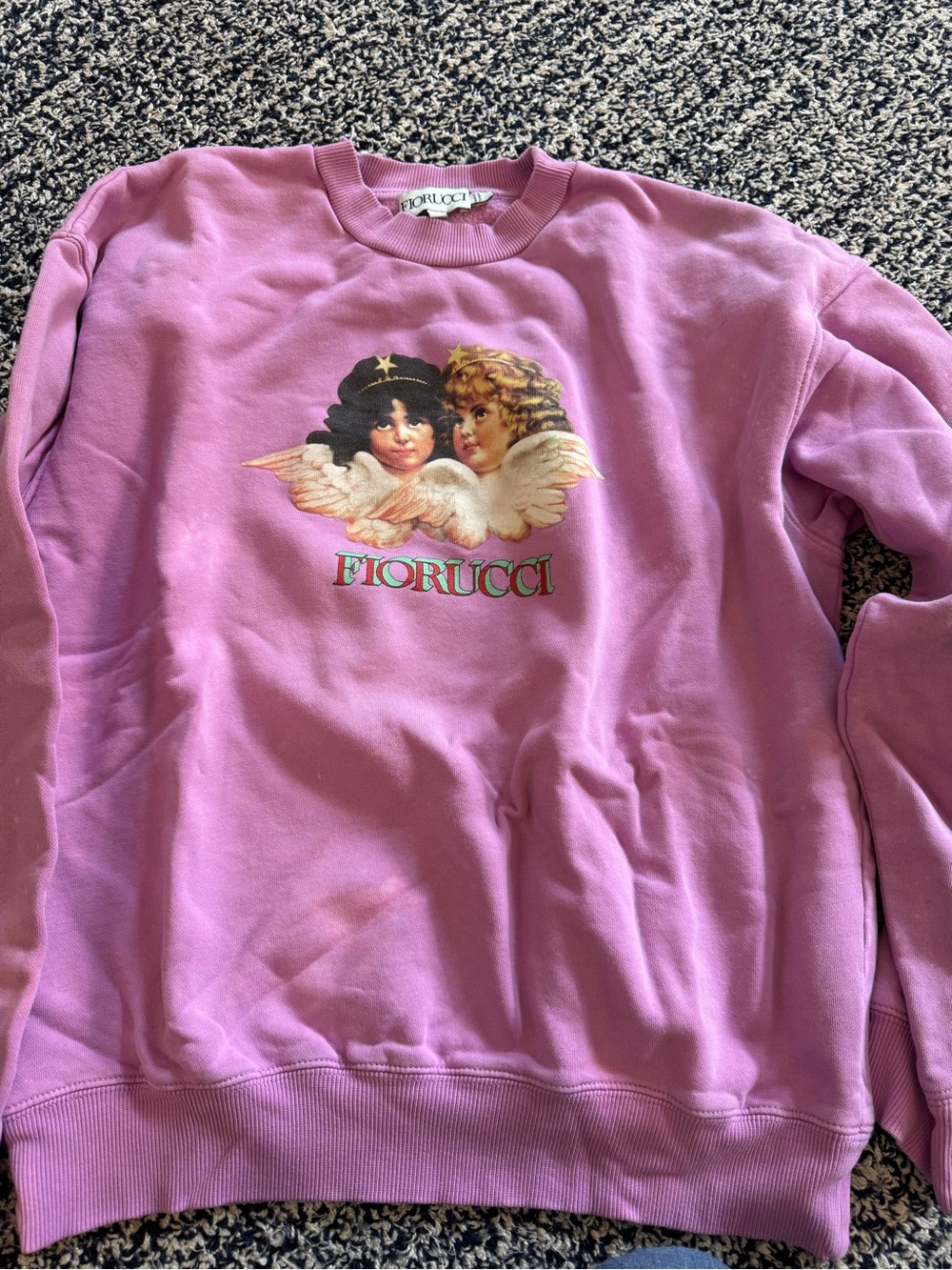 Fiorucci Pink Angels Graphic Sweatshirt bleach wash